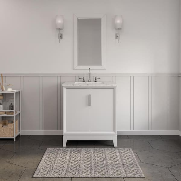 Water Creation Elizabeth Collection 30 in. Bath Vanity in Pure White With Vanity Top in Carrara White Marble - Vanity Only