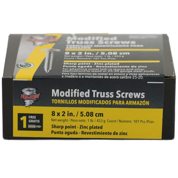 #8 x 2 in. #2 Phillips Modified Truss Screws 1 lb. Box