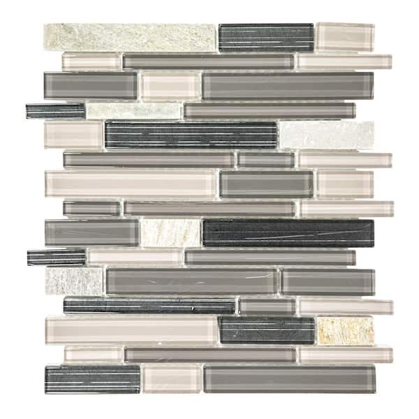 Jeffrey Court Platinum Pearl Pencil 10.625 in. x 12 in. Interlocking Quartz and Glass Mosaic Tile (8.85 sq. ft./Case)