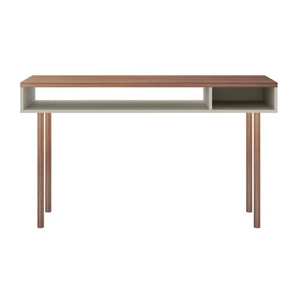 Luxor Hampton 48 in. Off-White/Natural Standard Rectangle Console Table with 2-Shelves