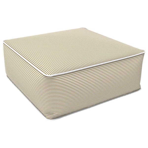 Angel Sar 23 in. x 23 in. x 9 in. Outdoor Inflatable Portable Square Ottoman All Weather Foot Rest Stool Strip Beige