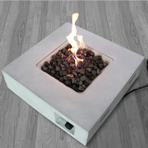 30 in. 40,000 BTU Square Concrete Gas Outdoor Patio Fire Pit Table in Gray