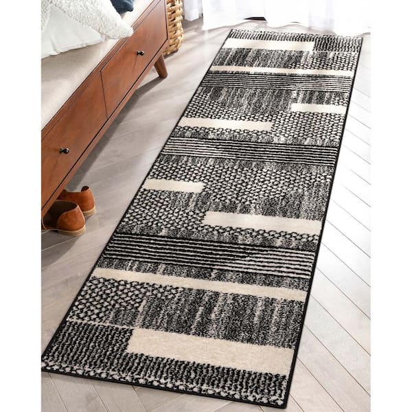 Black Dark Grey 2 ft. x 7 ft. 3 in. Mystic Athena Tribal Moroccan Runner Area Rug
