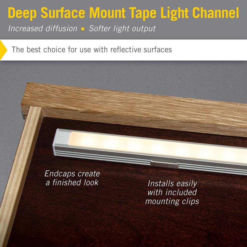 Silver Deep Surface Mount LED Tape Light Channel 5-Pack