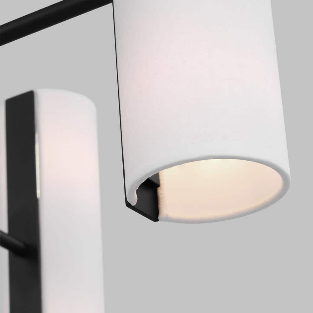 Midnight Black 8-Light Chandelier with White Linen Shades