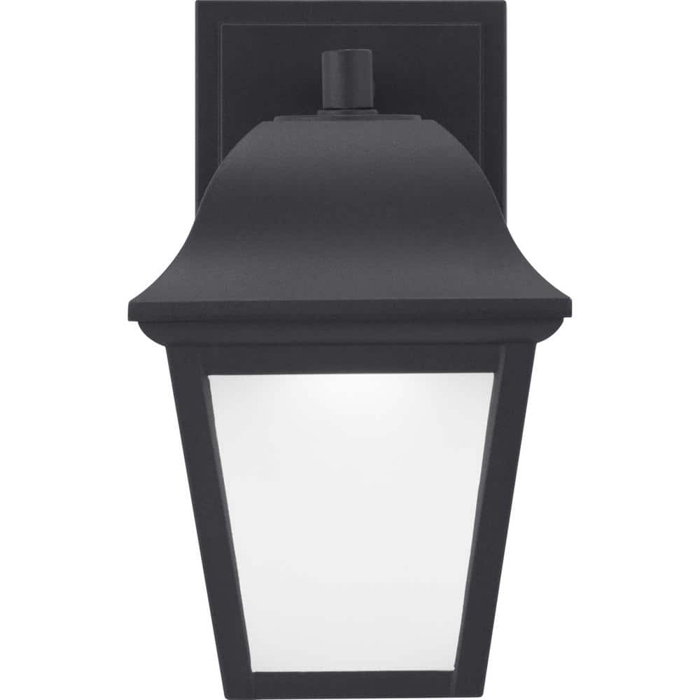 Black Die-Cast Aluminum LED Wall Lantern with Frosted Glass