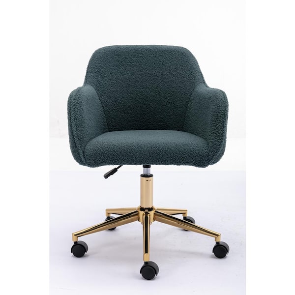 HoeuThien Armless Desk Chair No Wheels Velvet Wide Desk Chair Criss Cross  Legs with Arms Large Seat Adjustable Height Swivel Accent Chair Green 