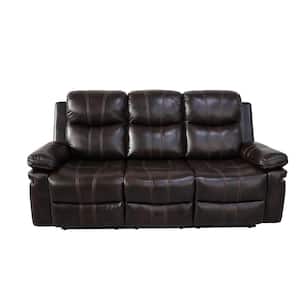 New Classic Furniture Kellen 78 in. Pillow Arm Faux Leather Rectangle Sofa in Brown