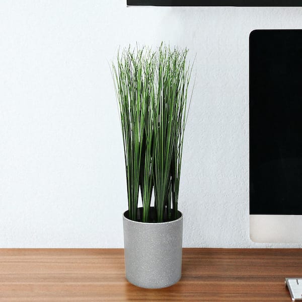 LIVING LUXURY 15 in. Artificial Onion Grass Plant in Pot