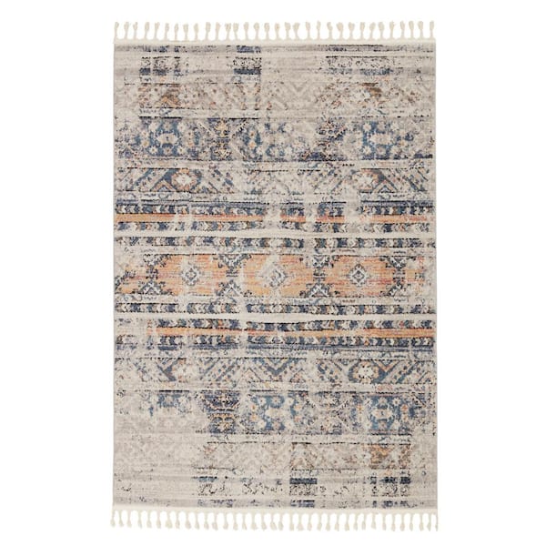 Jaipur Living Camili Blue/Light Orange 5 ft. 3 in. x 7 ft. 6 in. Tribal Rectangle Area Rug