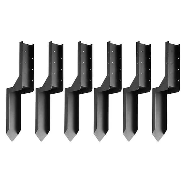 SVOPES Fence Post Anchor Repair Kit, 6 Pack, 3.5 x 3.5 in. Heavy Duty Steel Support Stakes for Repairing Tilted Fence Posts