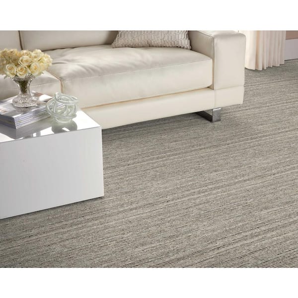 Lively Earth Beige 15 ft. 62 oz. Wool Texture Installed Carpet