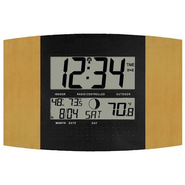 La Crosse Technology Atomic Digital Wall Clock with Temp and Moon Phase