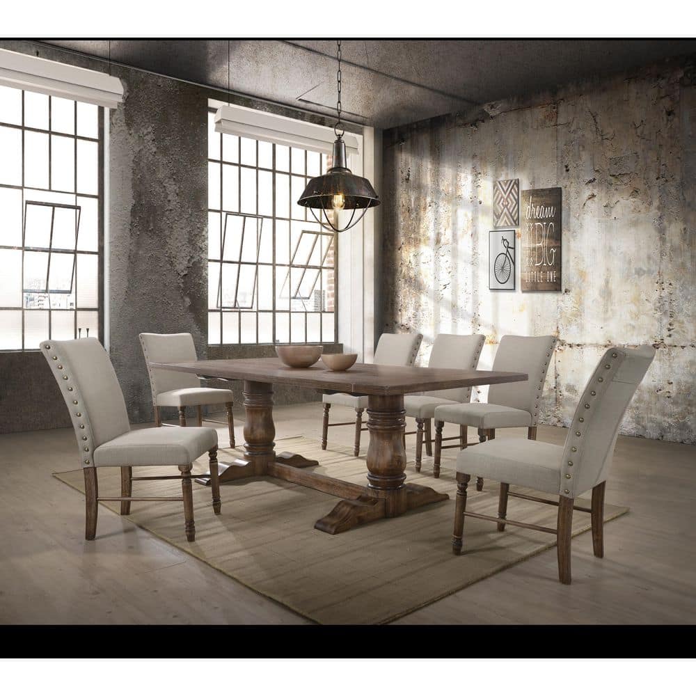 Weathered Oak 88" Rectangular Transitional Dining Table
