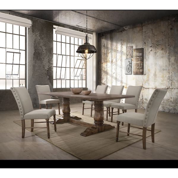 Acme Furniture Leventis Weathered Oak Dining Table 74655 - The