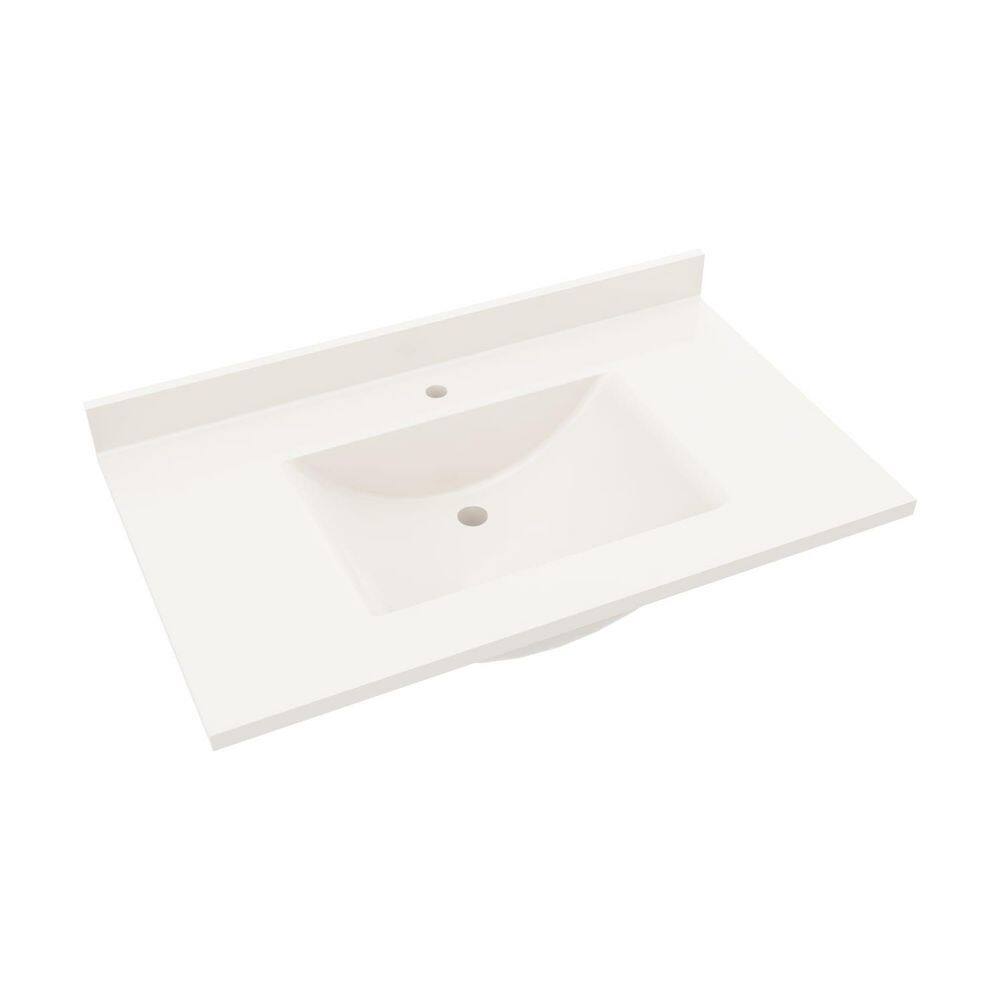 Tahiti White 37'' Swanstone Single Bathroom Vanity Top with Rectangular Sink