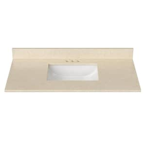 43 in. W x 22 in. D Cultured Marble Rectangular Undermount Single Basin Vanity Top in Winter Snow