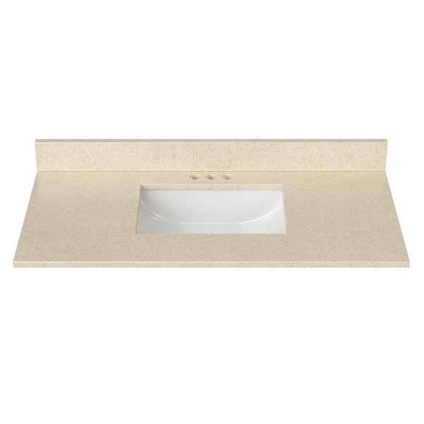 J COLLECTION 43 in. W x 22 in. D Cultured Marble Rectangular Undermount Single Basin Vanity Top in Winter Snow