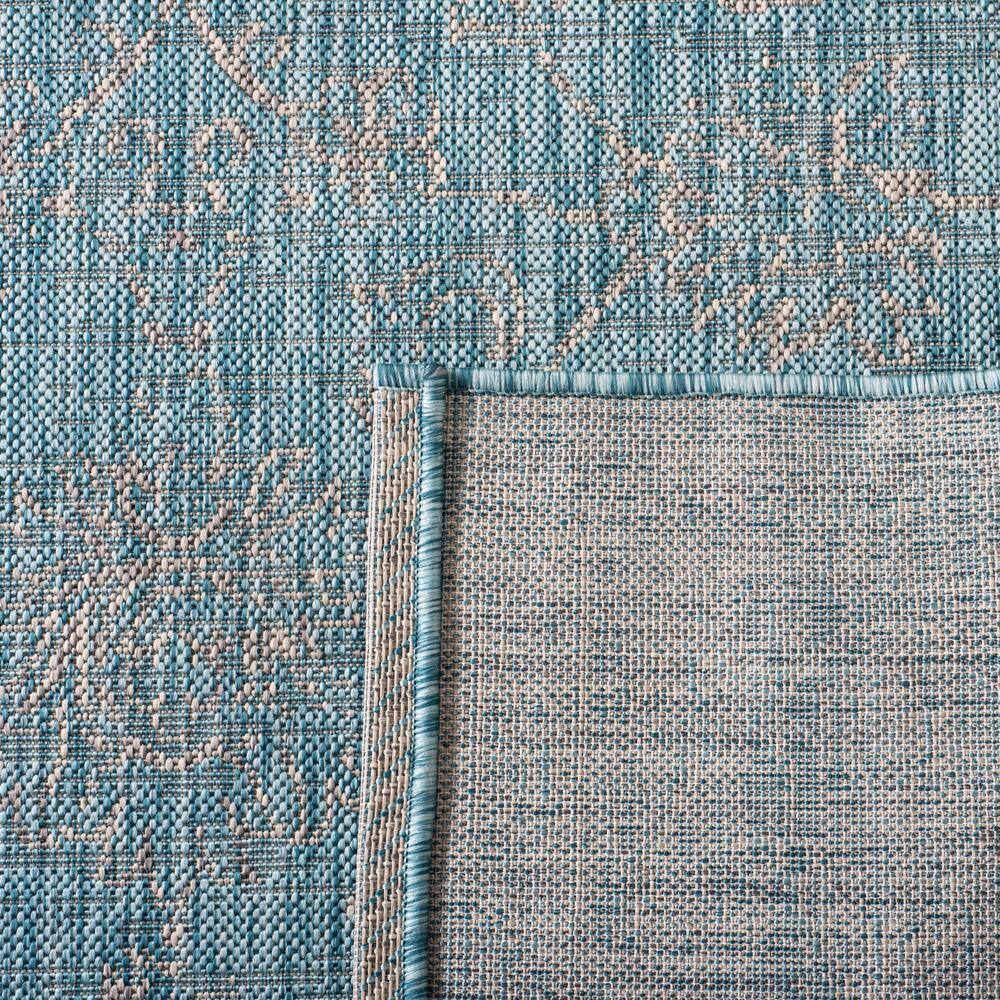 Aqua and Grey 8' x 11' Synthetic Easy-Care Reversible Area Rug