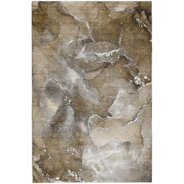 Dream Shag Premium Machine Washable Abstract ADS518 Brown 10 ft. x 14 ft. Area Rug