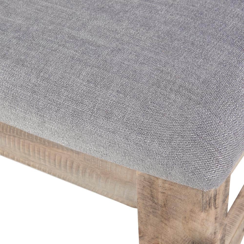 Natural Wood and Grey Upholstered High Side Chair