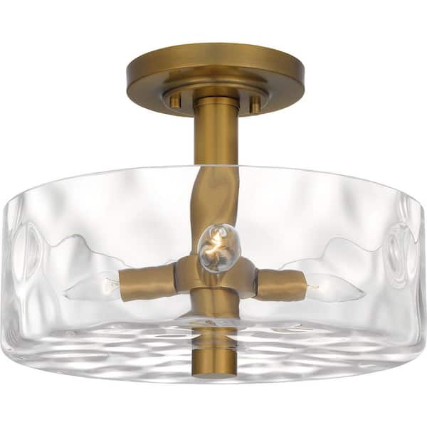 Quoizel Calpella 14 in. 3-Light Aged Brass Semi-Flush Mount