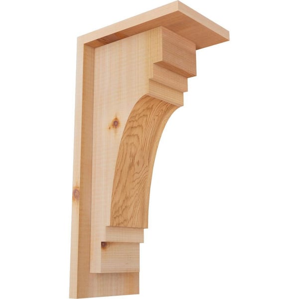 Ekena Millwork 5-1/2 in. x 8 in. x 16 in. Western Red Cedar Pescadero Smooth Corbel with Backplate