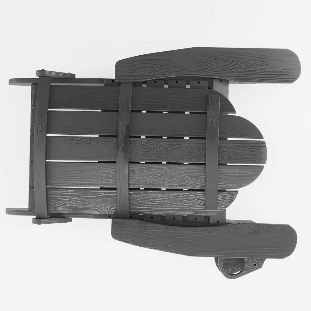 Dark Gray Folding Adirondack Chair Set with Cup Holder, 4-Piece