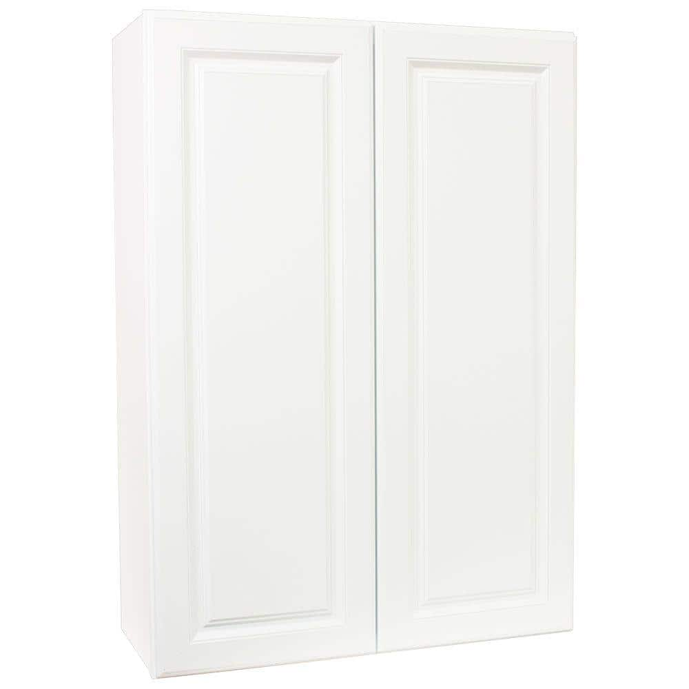 30 in. x 42 in. x 12 in. Hampton Bay Hampton Satin White Raised Panel Stock Assembled Wall Kitchen Cabinet (30 in. x 42 in. x 12 in.)