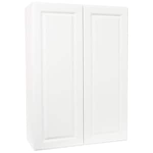 Hampton Satin White Raised Panel Stock Assembled Wall Kitchen Cabinet (30 in. x 42 in. x 12 in.)