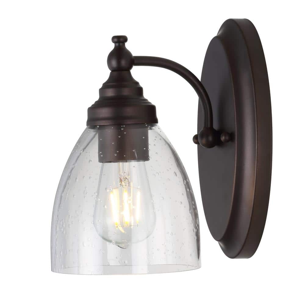 Marais 5.5" Oil Rubbed Bronze Metal and Glass Wall Sconce