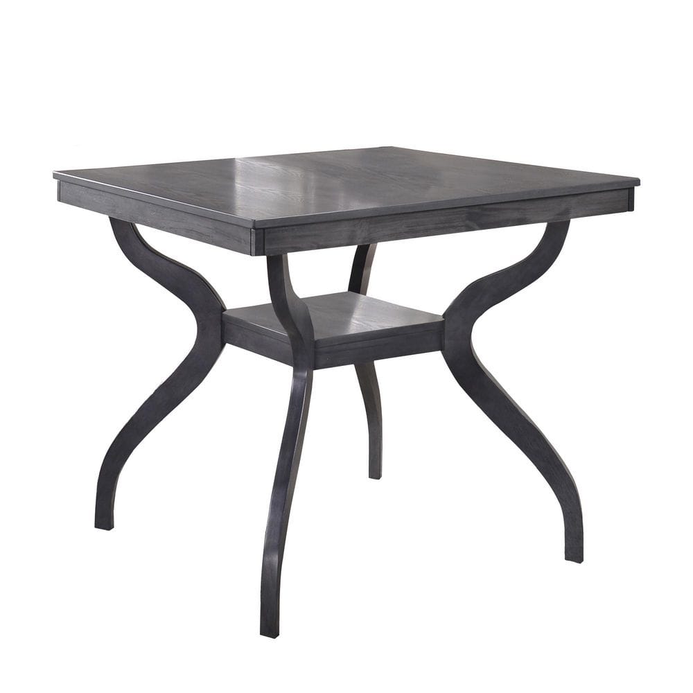 Gray Wood Counter Height Dining Table with Curved Legs
