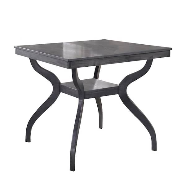 Best Quality Furniture Lee Counter Height Light Gray Solid Wood Top 40" 4 Legs Base Dining Table Seating 4.