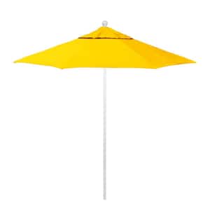 7.5 ft. Matted White Aluminum Market Patio Umbrella with Fiberglass Ribs and Push-Lift in Dandelion Pacifica Premium