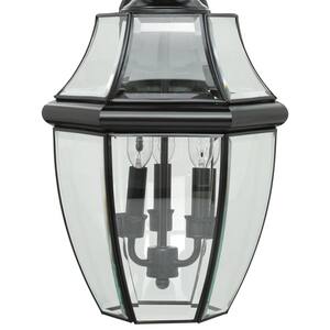 Lancaster 3-Light Traditional Black Outdoor Wall Lantern Sconce