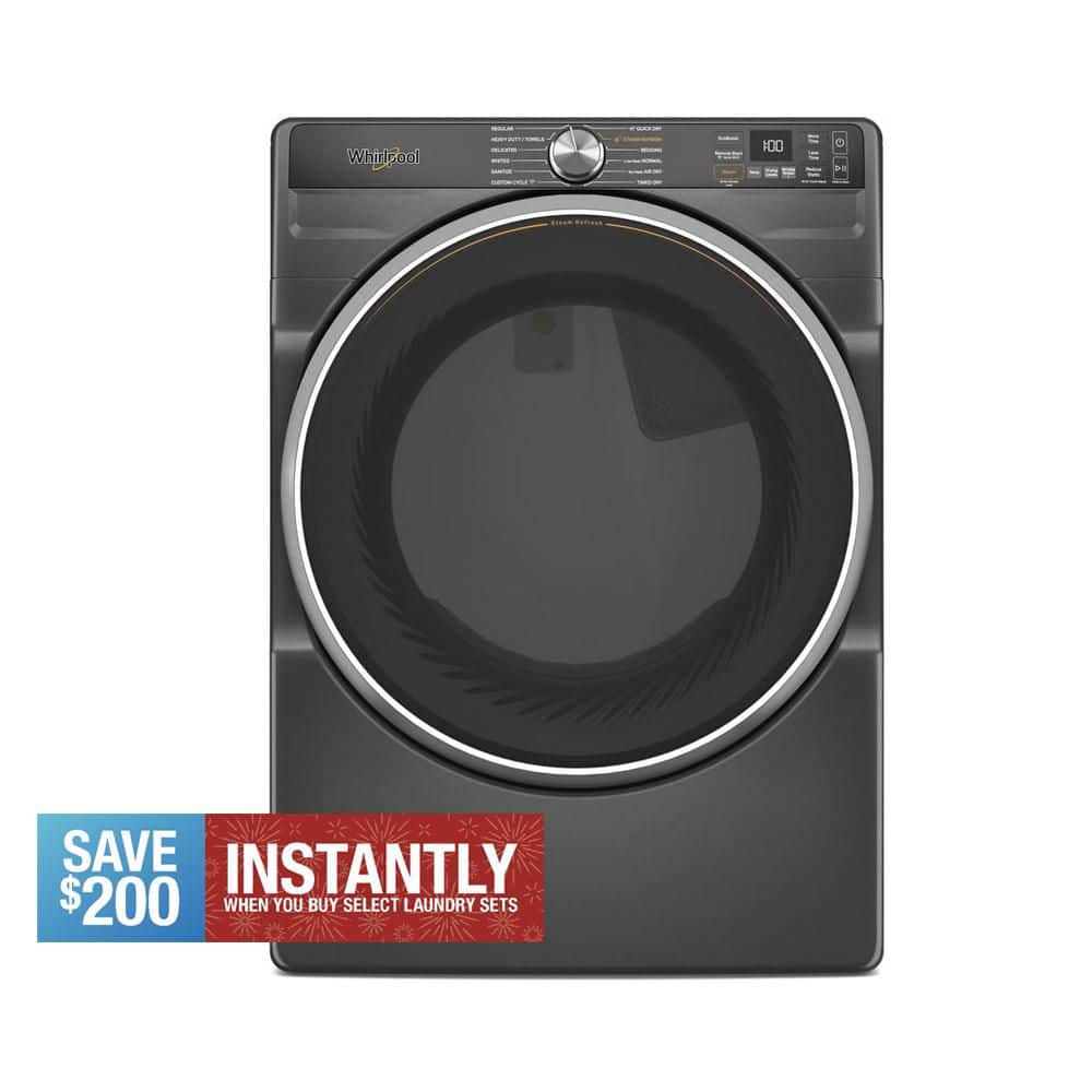 7.4 Cu. Ft. vented Front Load Electric Dryer in Volcano Black with Steam Capabilities