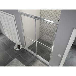 Newport 52 in. to 53.625 in. x 70 in. Framed Sliding Shower Door with Towel Bar in Chrome and Clear Glass