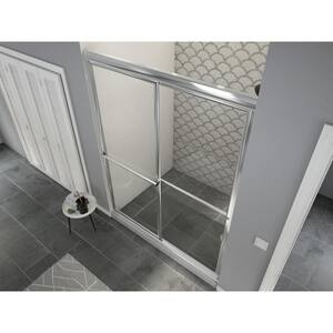 Newport 60 in. to 61.625 in. x 70 in. Framed Sliding Shower Door with Towel Bar in Chrome and Clear Glass
