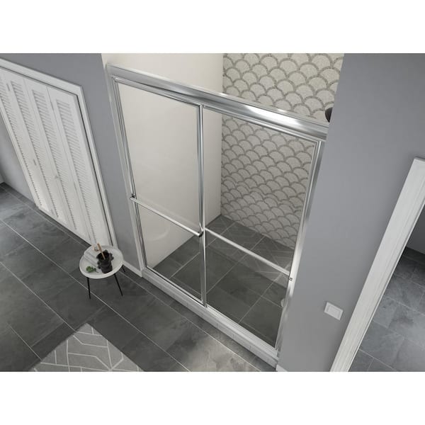 Coastal Shower Doors Newport 64 in. to 65.625 in. x 70 in. Framed Sliding Shower Door with Towel Bar in Chrome and Clear Glass