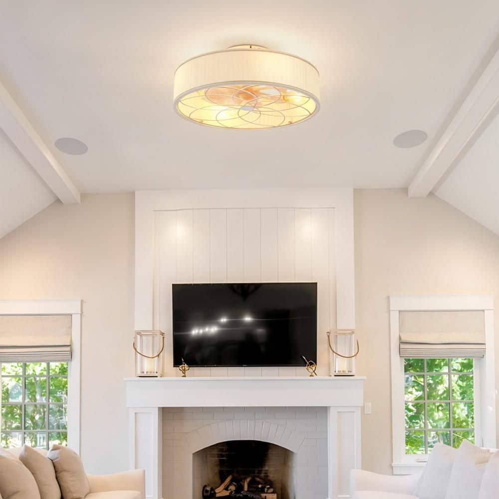20 in. White Fabric Farmhouse Bladeless Ceiling Fan w/Remote, Reversible DC Motor 6 Speed, 4-Light E26 Base, for Bedroom price history on PriceWatchPro