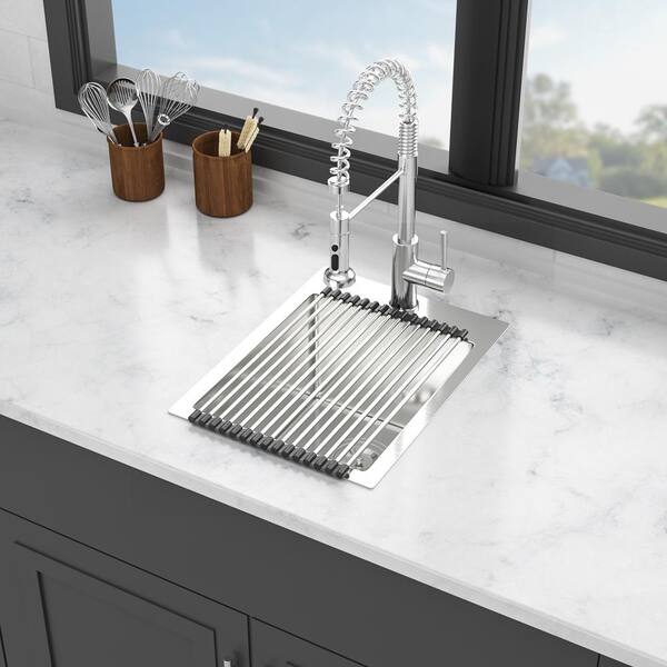 Modland Yunus 15 in. Drop-In Single Bowl 16-Gauge Brushed Nickel Black Stainless Steel Kitchen Sink with Drying Rack HDYuns947s - The Home Depot Modland Yunus 15 in. Drop-In Single Bowl 16-Gauge Brushed Nickel Black Stainless Steel Kitchen Sink with Drying Rack HDYuns947s - The Home Depot