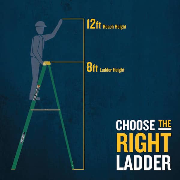 Werner - 8 ft. Fiberglass Step Ladder (12 ft. Reach Height) with 225 lb. Load Capacity Type II Duty Rating