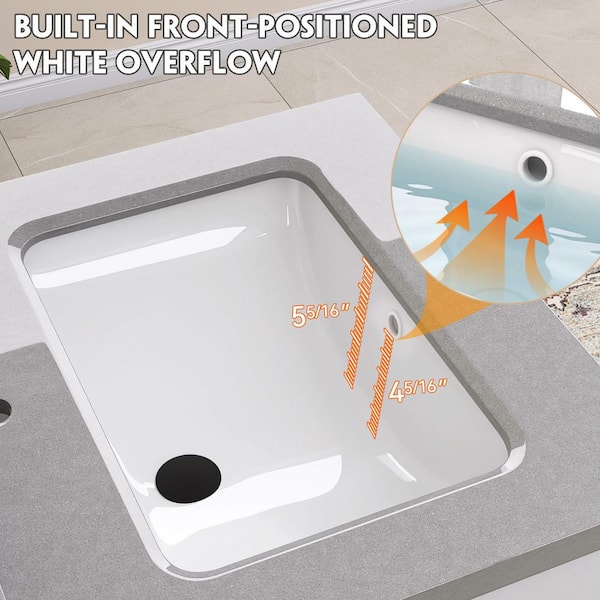 Zeafive 24 in. W x 22 in. D Engineered Stone Marble White