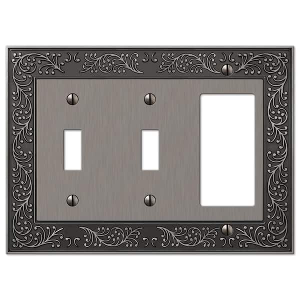 AMERELLE Bleinhem 3 Gang 2-Toggle and 1-Rocker Metal Wall Plate - Antique Nickel