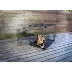 36 in. Sliding Double Door Dog Crate with Patented Corner Stabilizers, Removable Tray, Rubber Feet and Carrying Handle