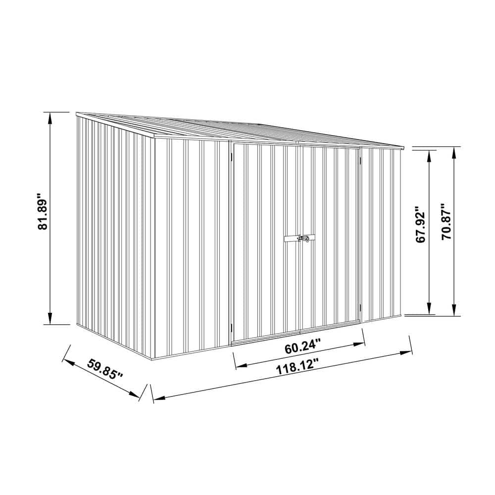 Woodland Gray 10' x 5' Galvanized Steel Storage Shed