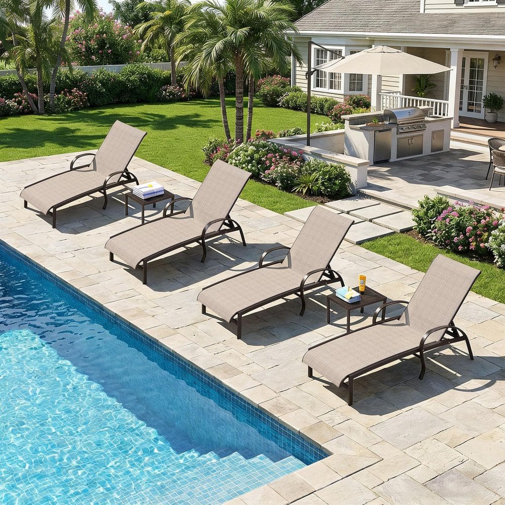3-Pieces Metal Aluminum Outdoor Chaise Lounge Patio Lounge Chair with Side Table price history on PriceWatchPro