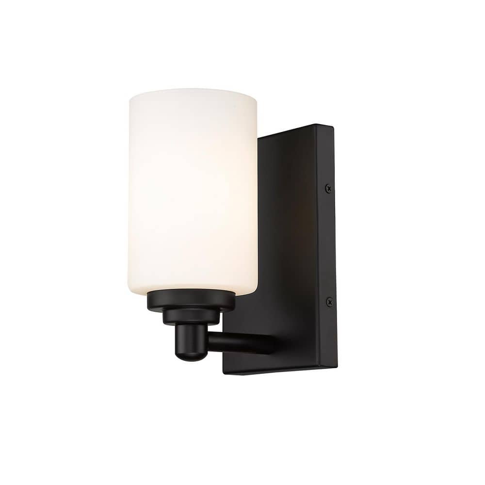 Soledad Matte Black 7.5" Dimmable Wall Sconce with White Glass Shade