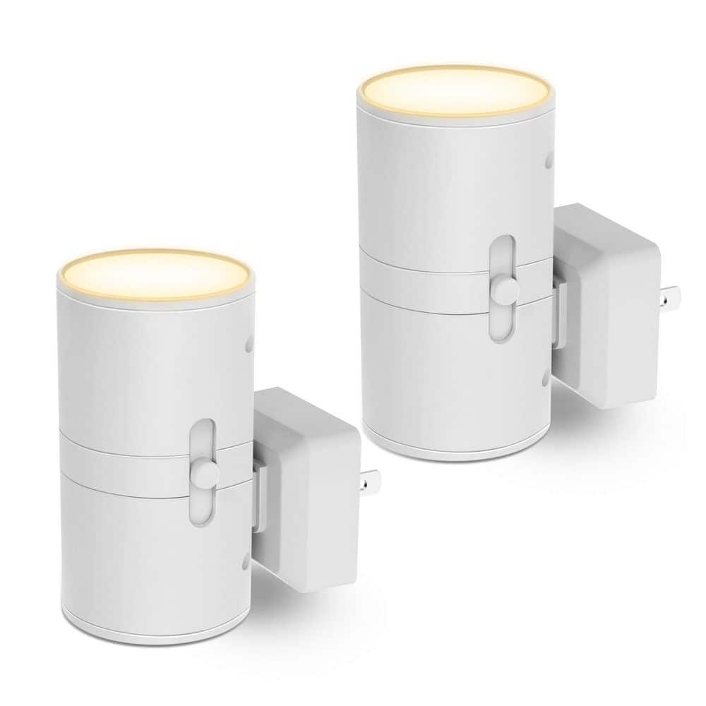 2in. Mini White Cylinder LED Wall Sconce, Plug-In Dimmable Night Light with Dusk-to-Dawn Sensor for Bedroom Hallway price history on PriceWatchPro
