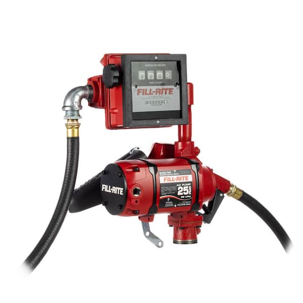 FILL-RITE 120-Volt 25 GPM 1/3 HP Continuous Duty Fuel Transfer Utility Pump w/ 12 ft. Hose Unleaded Auto Nozzle &Mechanical Meter